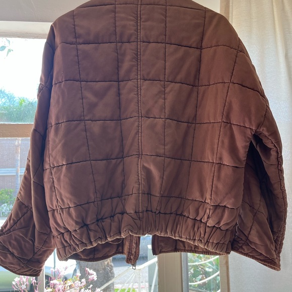 Free People Dolman Quilted Jacket in Cherry Cola - Picture 2 of 4